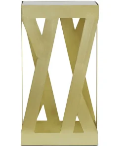 Ensemble de 3 tables d'appoint Zendaya en Verre fumé et Métal Or