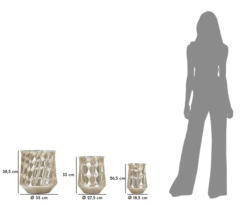 Ensemble de 3 vases Argentés reliefés