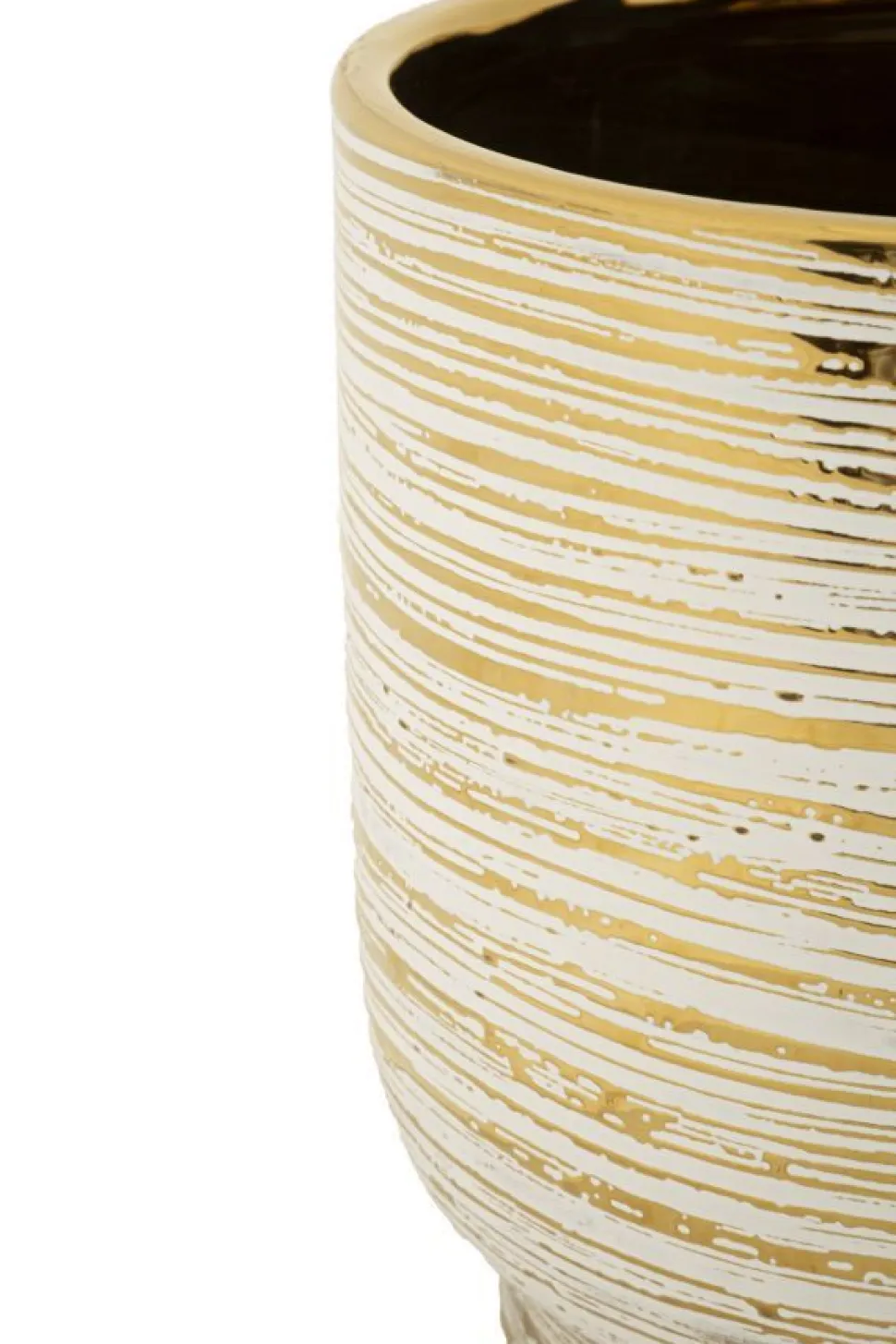 Ensemble de 2 vases Céramique décorations en relief Blanc et Or