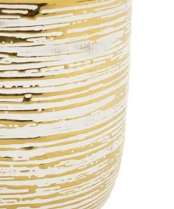 Ensemble de 2 vases Céramique décorations en relief Blanc et Or