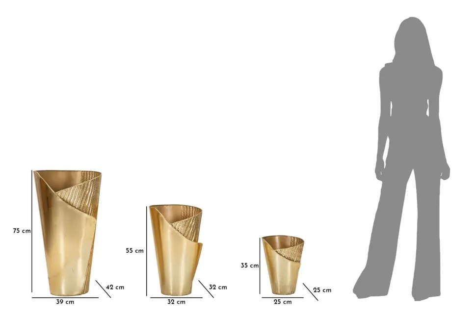 Ensemble de 3 Vases Fer Doré