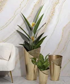 Ensemble de 3 Vases Fer Doré