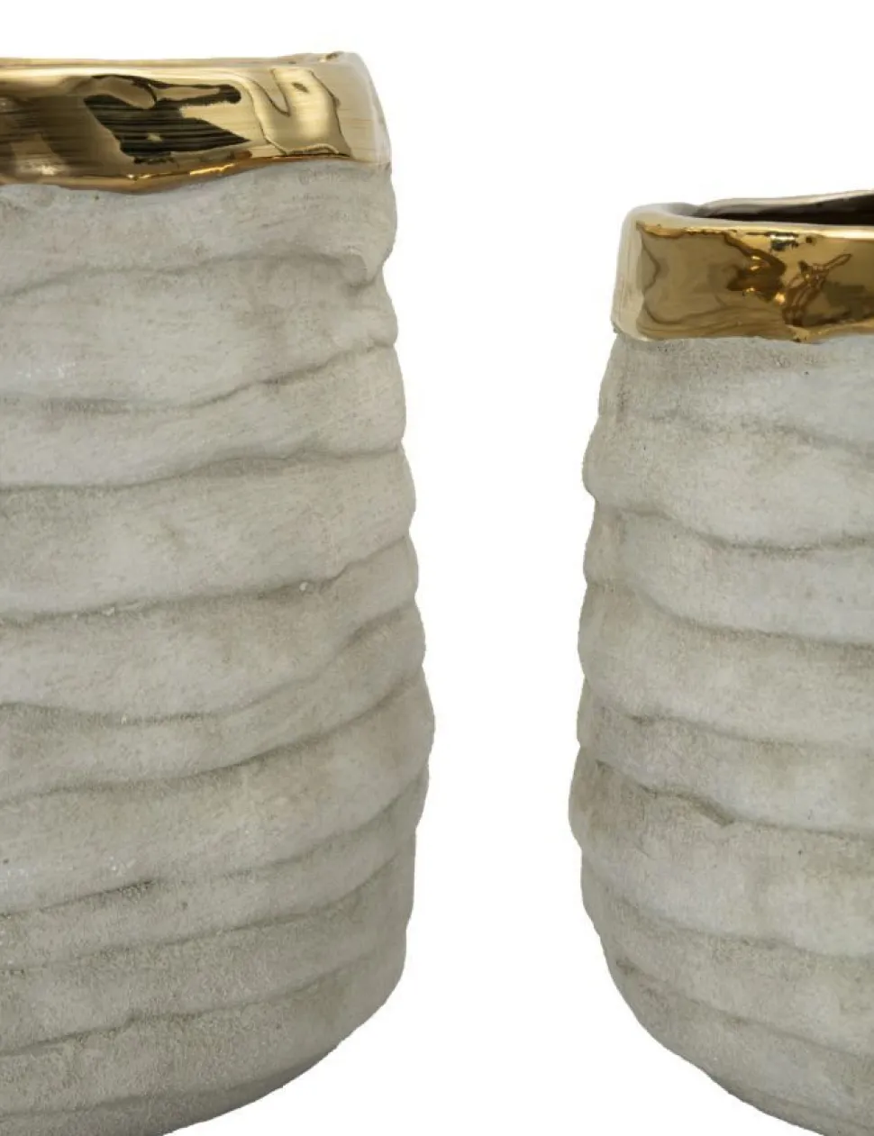 Ensemble de cache-pots cylindriques texture naturelle intérieur doré 3 pcs