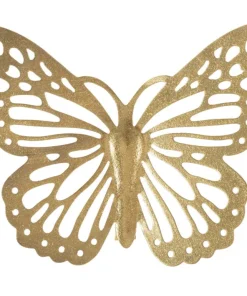 Ensemble de papillons muraux décoratifs 3D en fer doré 4 pièces