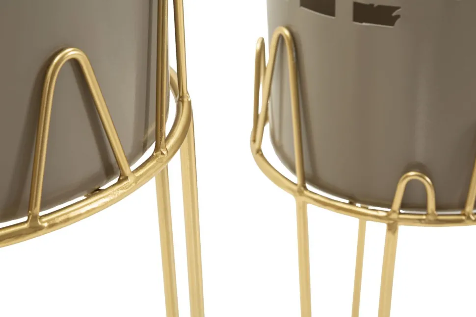Ensemble de porte-vases à fleurs 2 pcs Métal Satiné et motifs perforés