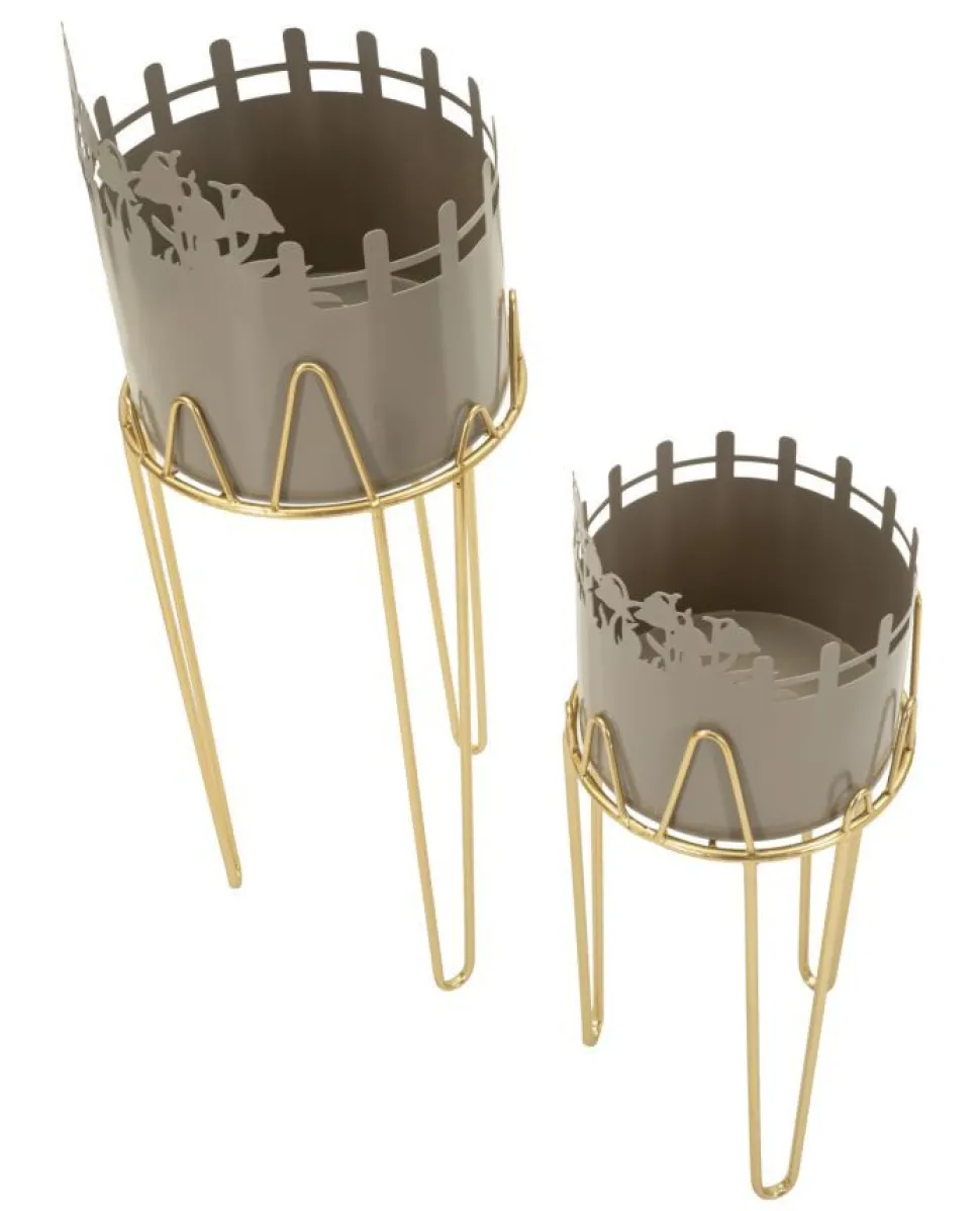 Ensemble de porte-vases à fleurs 2 pcs Métal Satiné et motifs perforés