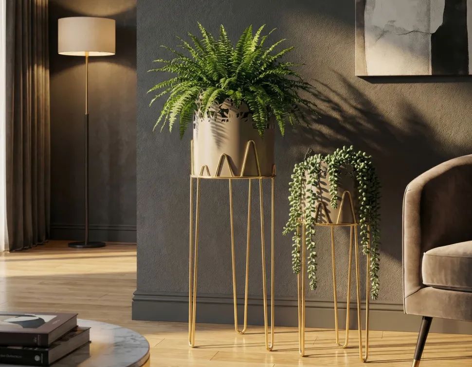 Ensemble de porte-vases à fleurs 2 pcs Métal Satiné et motifs perforés