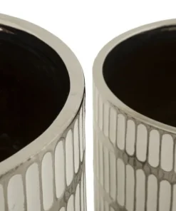 Ensemble de vases en céramique décorés Argenté et Blanc