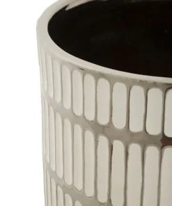 Ensemble de vases en céramique décorés Argenté et Blanc