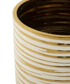 Ensemble de vases en céramique décorés doré Blanc et Doré