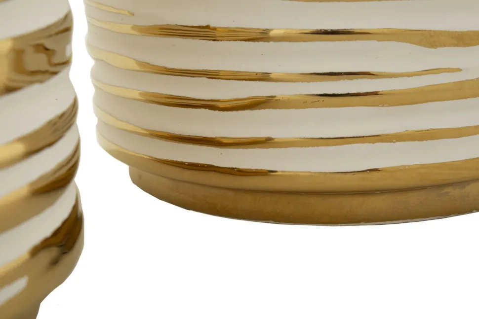 Ensemble de vases en céramique décorés doré Blanc et Doré