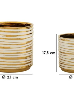 Ensemble de vases en céramique décorés doré Blanc et Doré