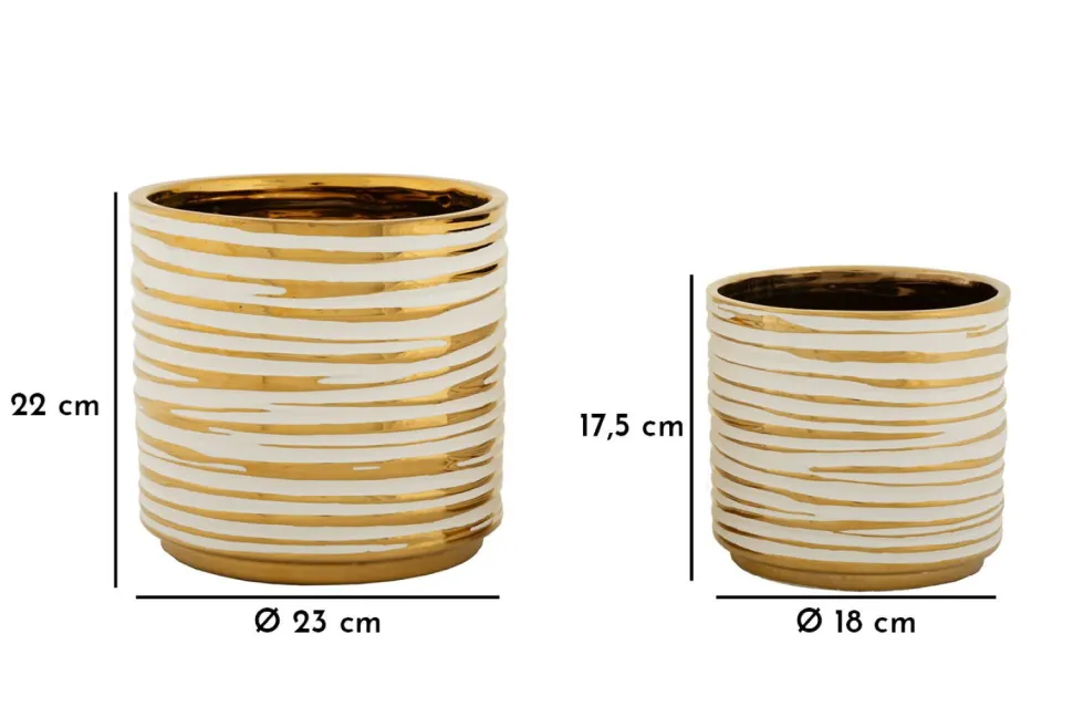 Ensemble de vases en céramique décorés doré Blanc et Doré