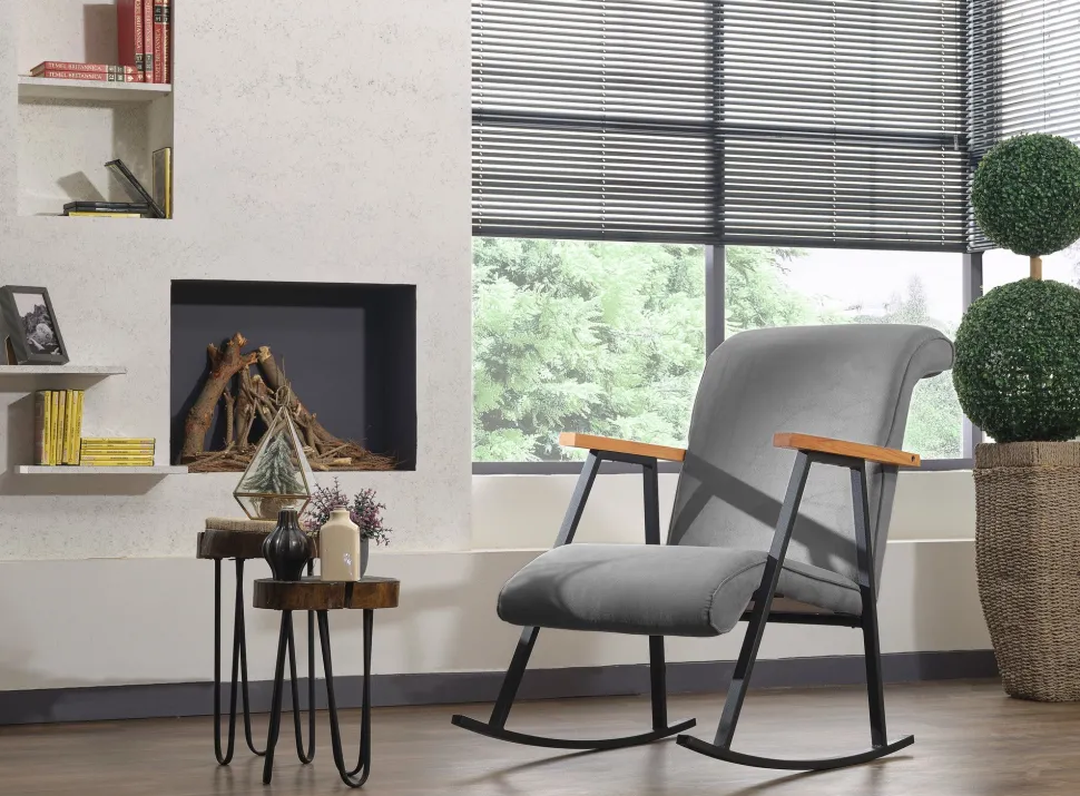 Fauteuil à bascule Vitocha Velours Gris