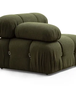 Fauteuil accoudoir ou module d'angle gauche Nourhane Tissu Vert