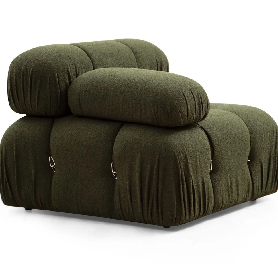 Fauteuil accoudoir ou module d'angle gauche Nourhane Tissu Vert
