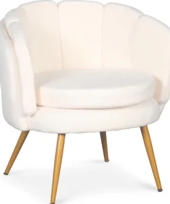 Fauteuil arrondi Brenda Tissu bouclette Beige
