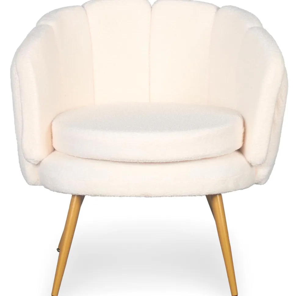 Fauteuil arrondi Brenda Tissu bouclette Beige