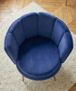Fauteuil arrondi Brenda Velours Bleu