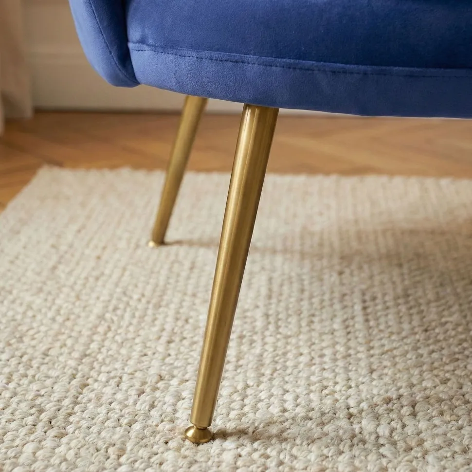 Fauteuil arrondi Brenda Velours Bleu