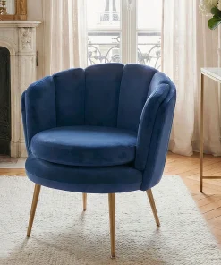 Fauteuil arrondi Brenda Velours Bleu