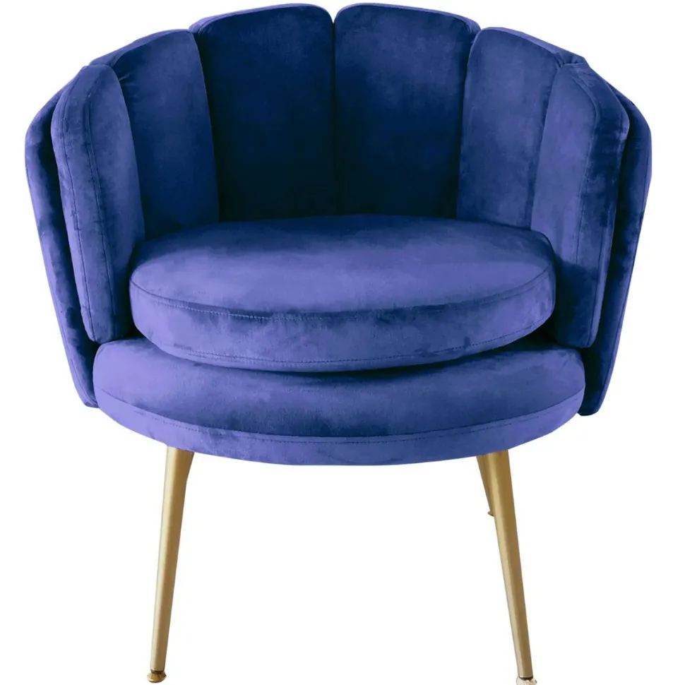 Fauteuil arrondi Brenda Velours Bleu