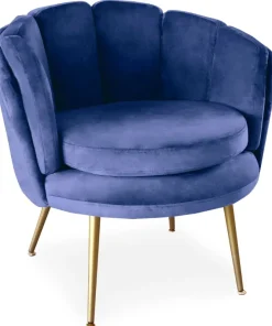 Fauteuil arrondi Brenda Velours Bleu
