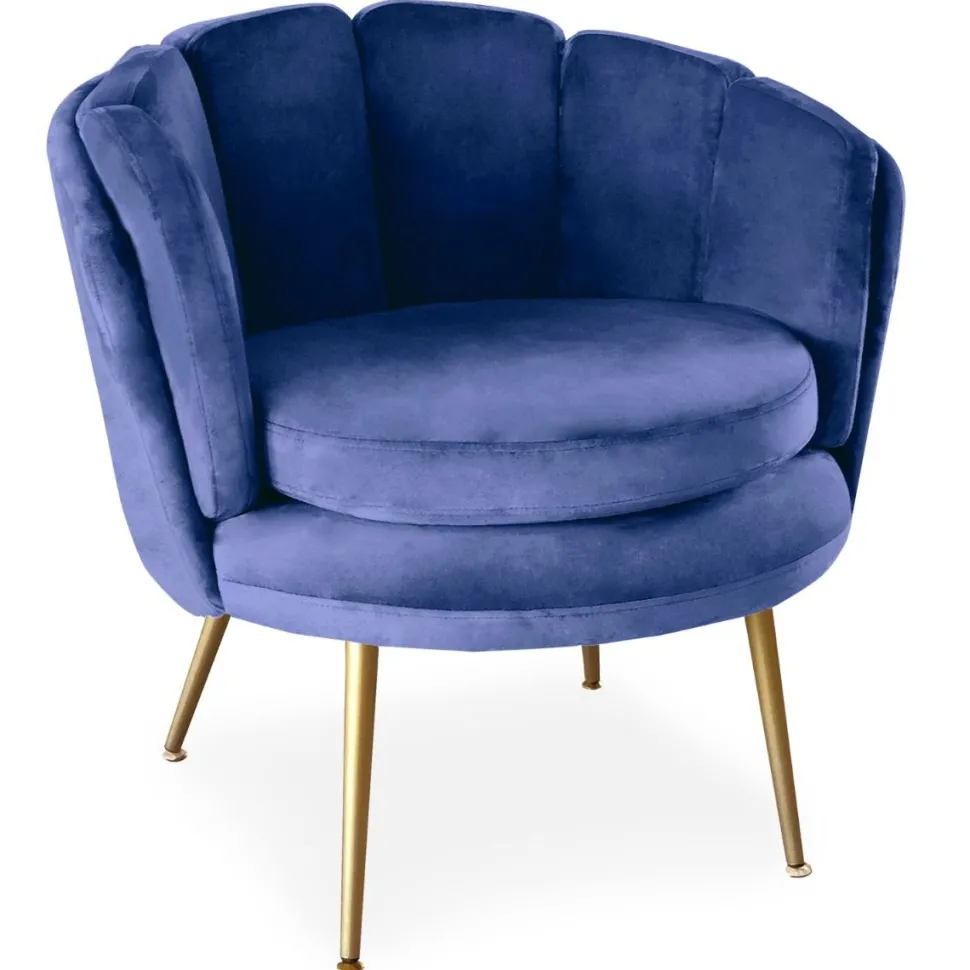 Fauteuil arrondi Brenda Velours Bleu