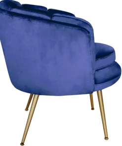 Fauteuil arrondi Brenda Velours Bleu