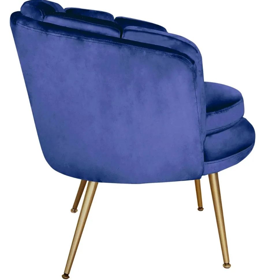 Fauteuil arrondi Brenda Velours Bleu
