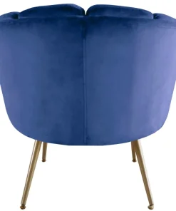 Fauteuil arrondi Brenda Velours Bleu