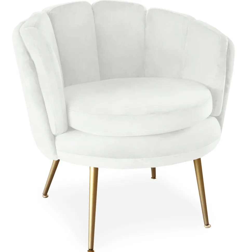 Fauteuil arrondi Brenda Velours Blanc