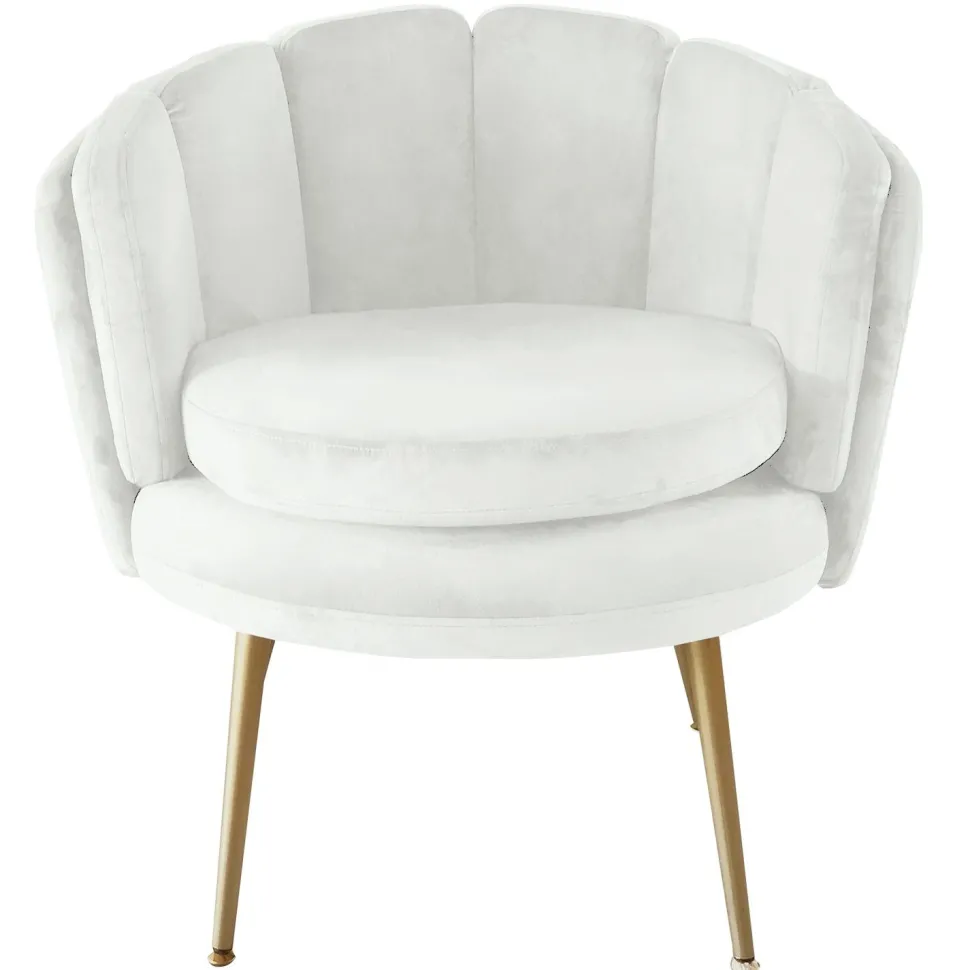 Fauteuil arrondi Brenda Velours Blanc