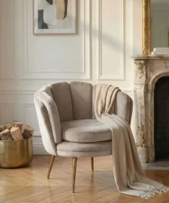 Fauteuil arrondi Brenda Velours Taupe
