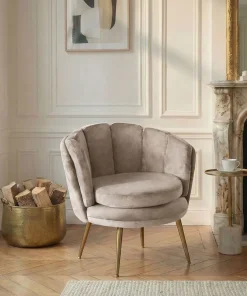 Fauteuil arrondi Brenda Velours Taupe