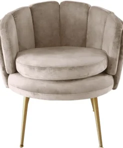 Fauteuil arrondi Brenda Velours Taupe