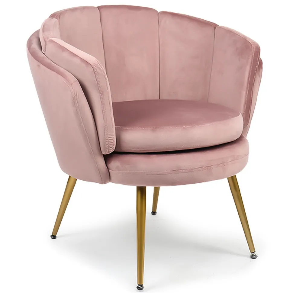 Fauteuil arrondi Brenda Velours Rose