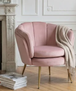 Fauteuil arrondi Brenda Velours Rose