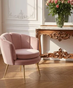 Fauteuil arrondi Brenda Velours Rose