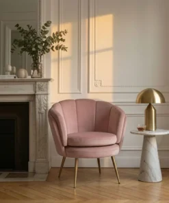 Fauteuil arrondi Brenda Velours Rose