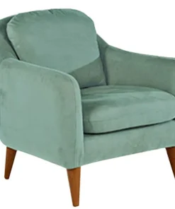 Fauteuil Ashild Pin massif Marron et Tissu vert clair