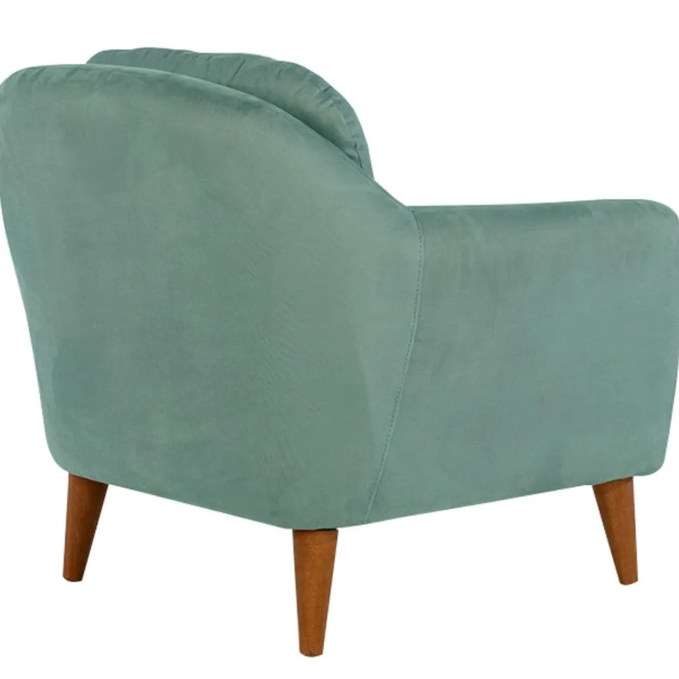 Fauteuil Ashild Pin massif Marron et Tissu vert clair