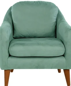 Fauteuil Ashild Pin massif Marron et Tissu vert clair