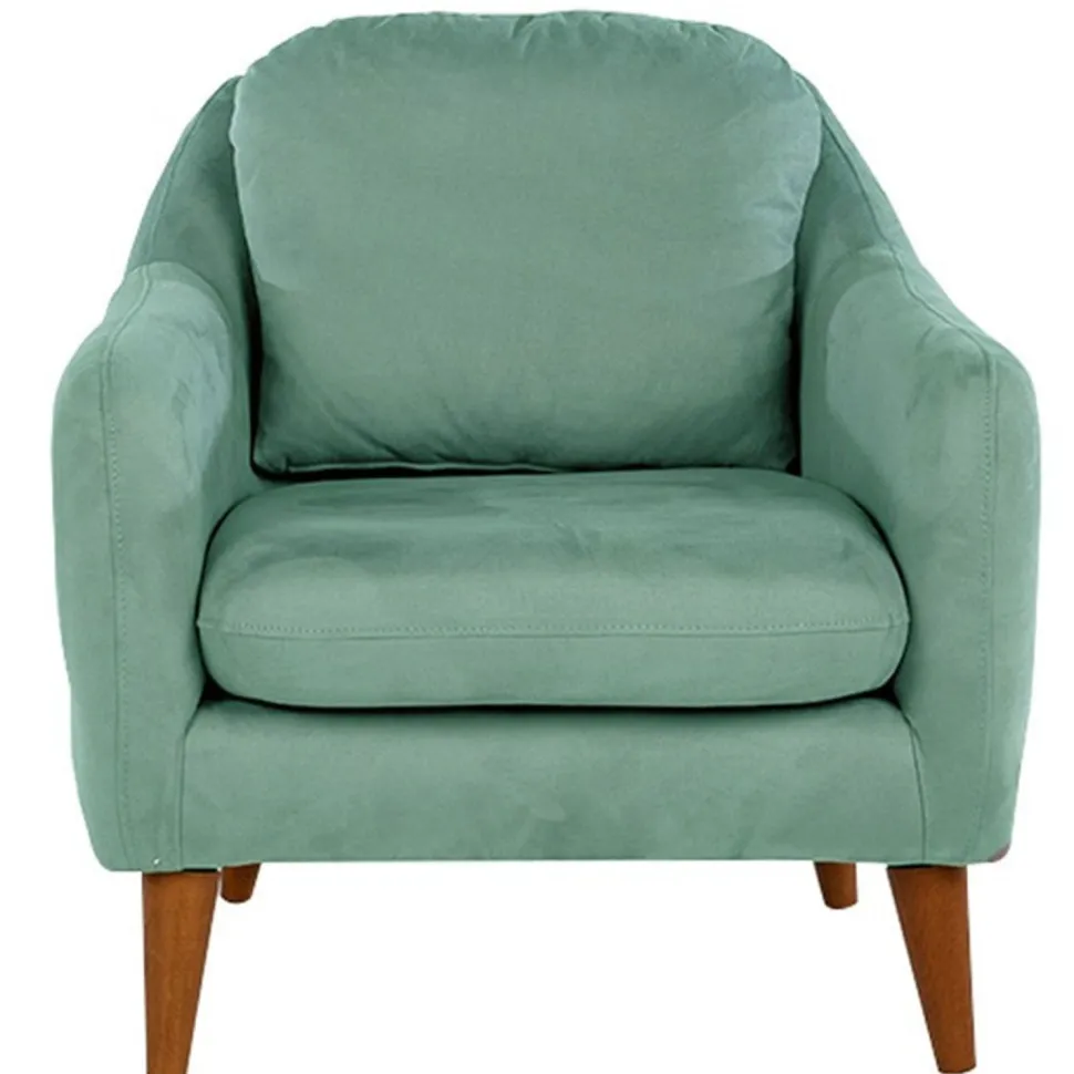 Fauteuil Ashild Pin massif Marron et Tissu vert clair