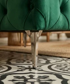 Fauteuil capitonné avec coussin Alykes Velours Vert