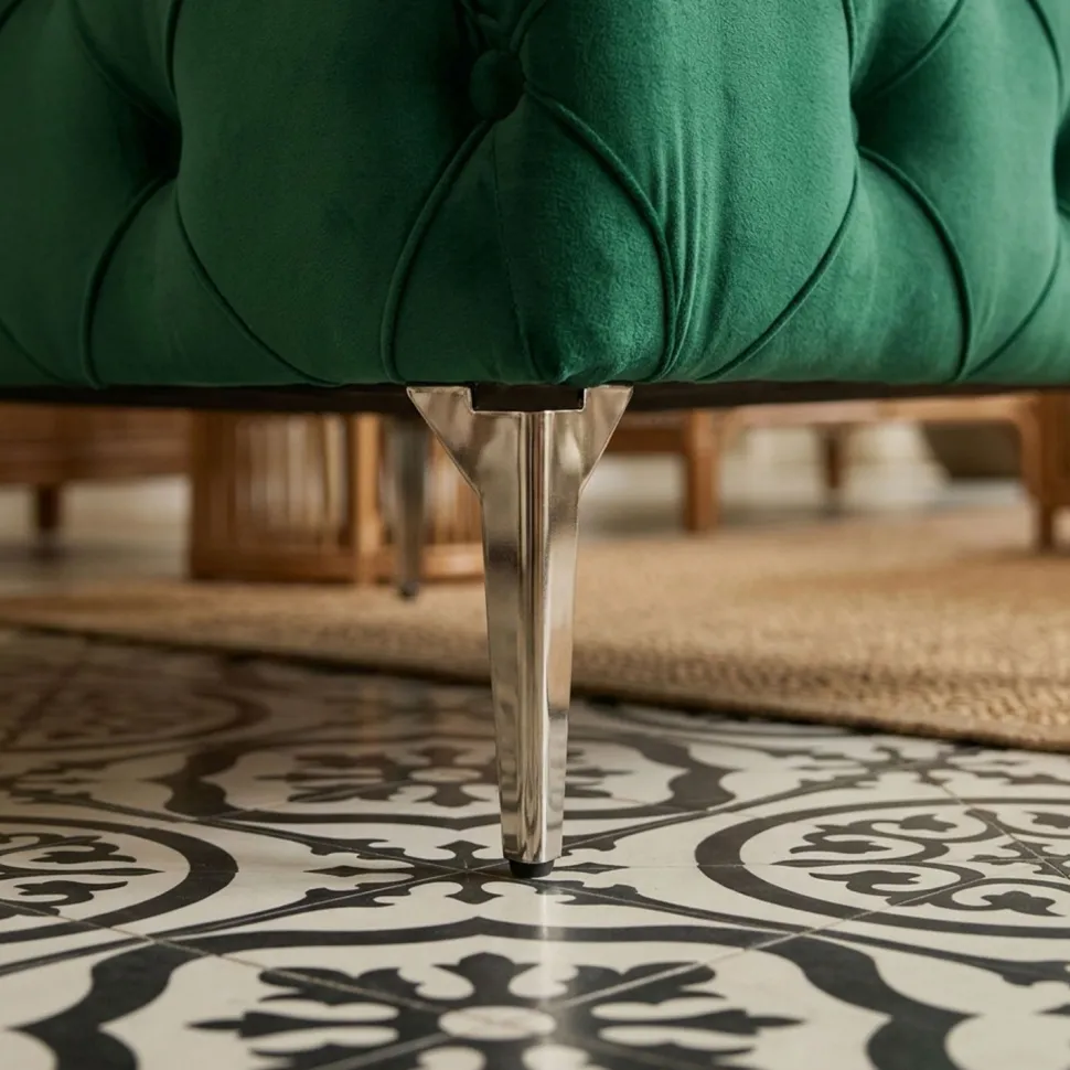 Fauteuil capitonné avec coussin Alykes Velours Vert