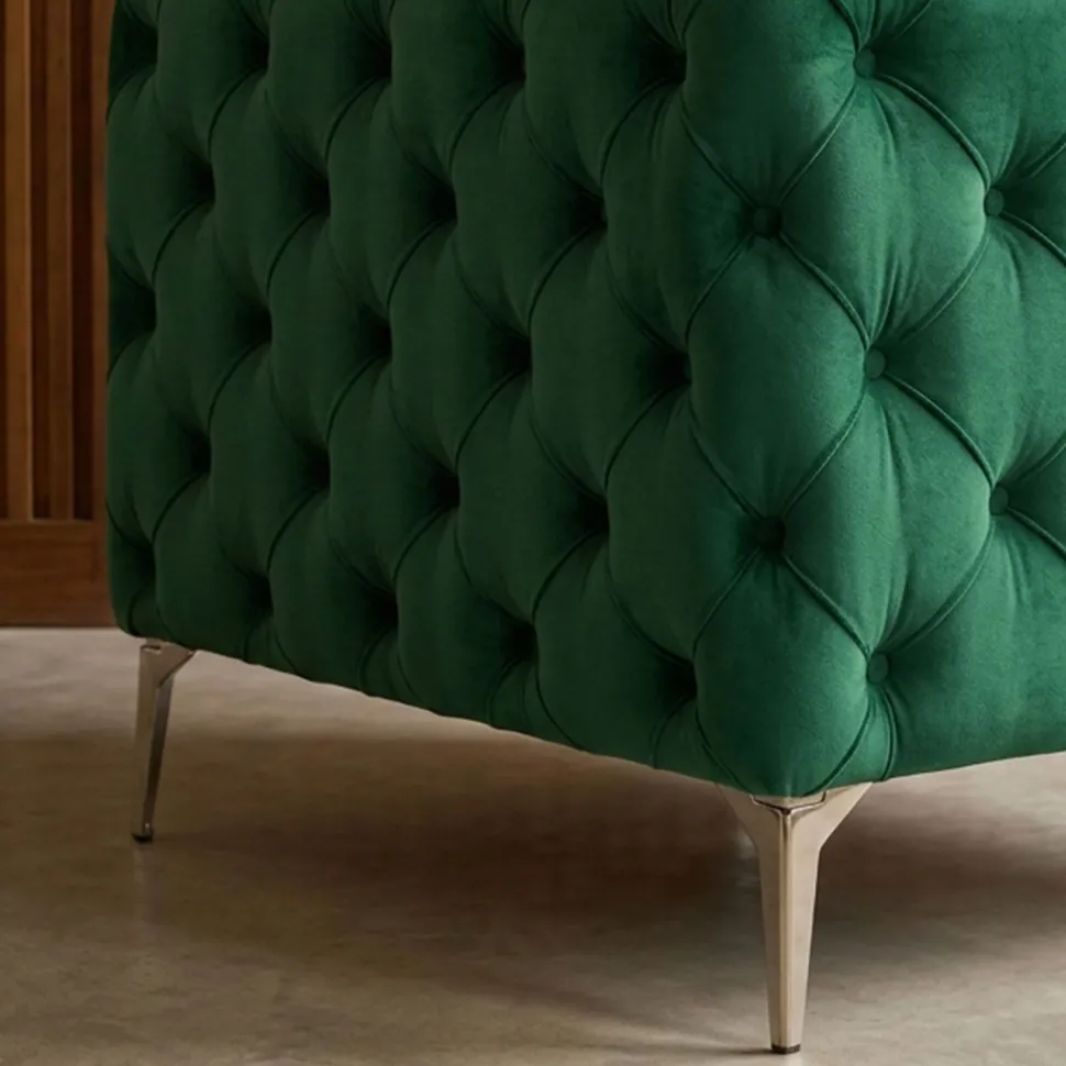 Fauteuil capitonné avec coussin Alykes Velours Vert