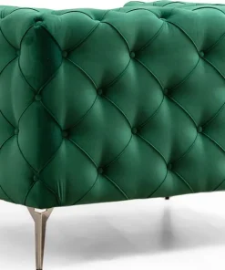 Fauteuil capitonné avec coussin Alykes Velours Vert