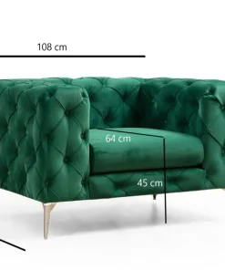 Fauteuil capitonné avec coussin Alykes Velours Vert