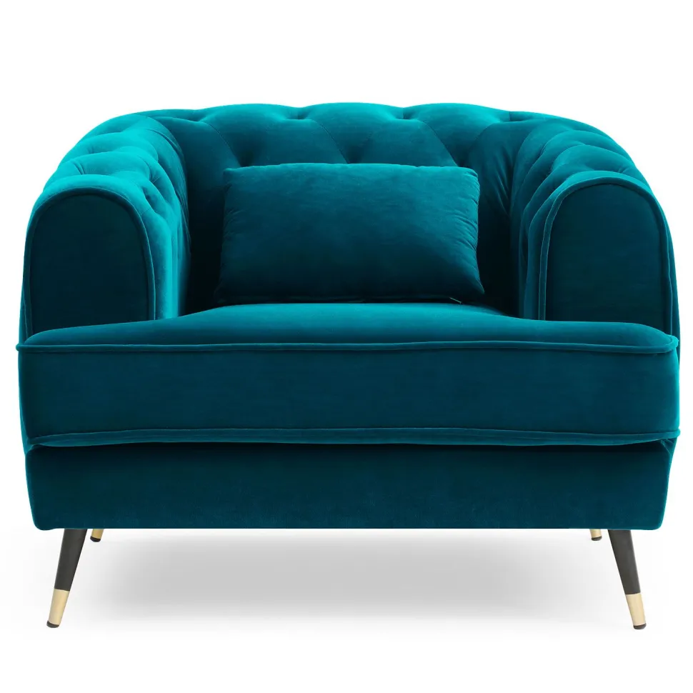 Fauteuil capitonné style boudoir Glams Velours Bleu canard